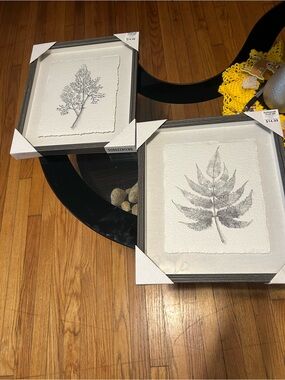 Kirklands Gray Botanical Leaf Framed Wall Art - Set of 2